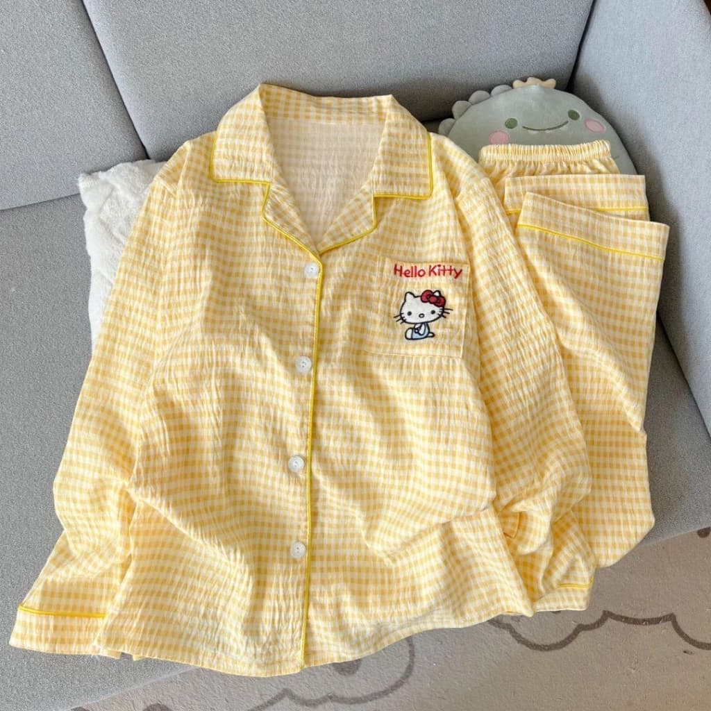 [Sẵn] Bộ ngủ pyjama dài tay nhiều hoạ tiết dành cho nữ chất đũi mặc nhà 425