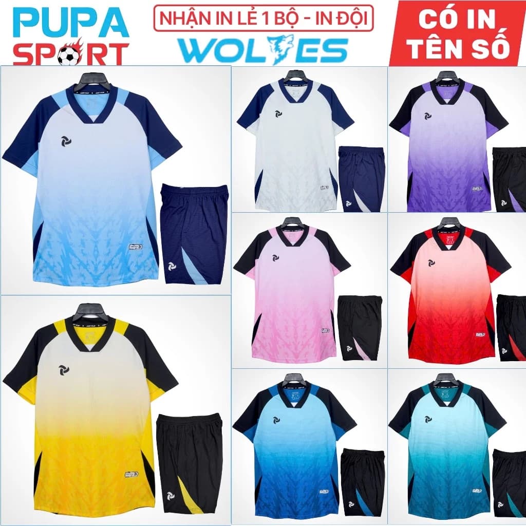Bộ Đồ Đá Banh Jp WOLVES - Nhiều Màu, Vải Mè Cao Cấp Cho Nam/Nữ, Có In Tên Unisex Sport Top đồ đá banh quan ao  bong da Q