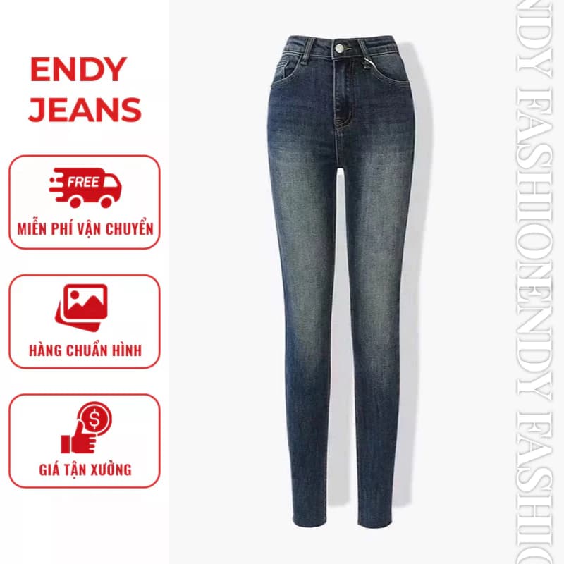 Quần jeans nữ form ôm sát body, quần bò nữ lưng cao vải denim co giãn thời trang Hàn Quốc ED36