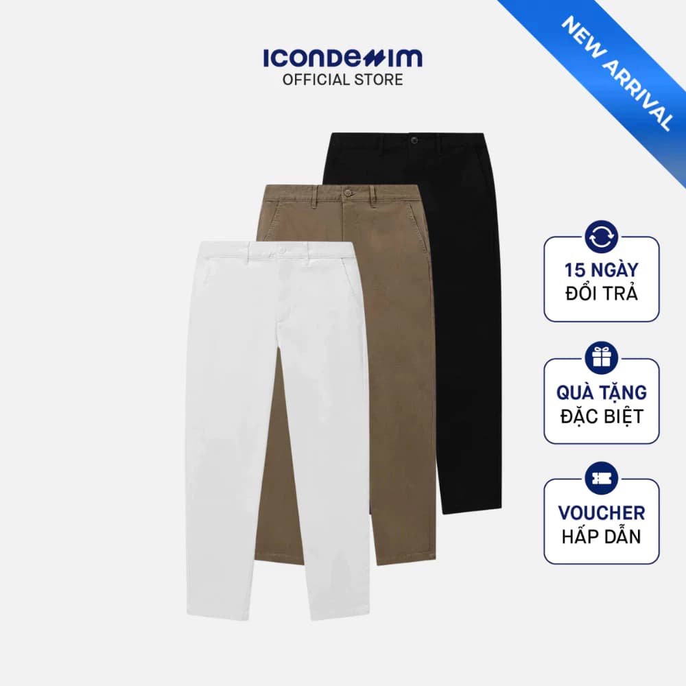 Quần Kaki Nam ICONDENIM Simple Form Slim Straight QKID0068