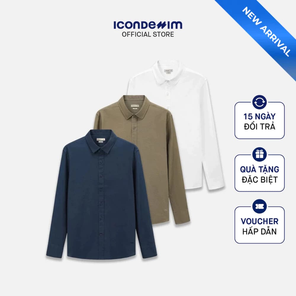 Áo Sơ Mi Nam Tay Dài ICONDENIM Sandveil Form Regular SMID0396