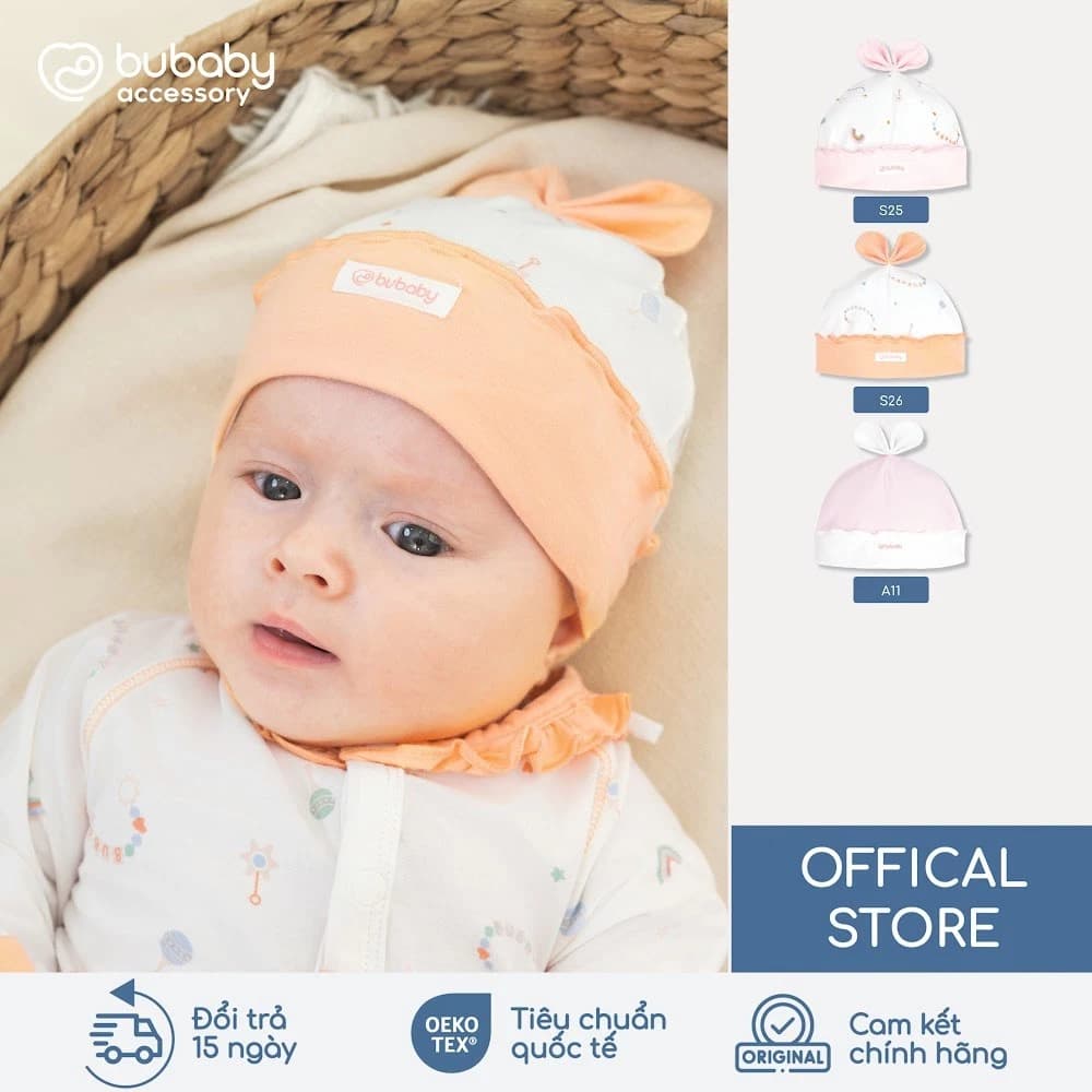 BU Baby Phụ kiện Mũ tròn đính nơ sang xinh yêu | Quần áo sơ sinh cao cấp mềm mịn | ABB19DN00