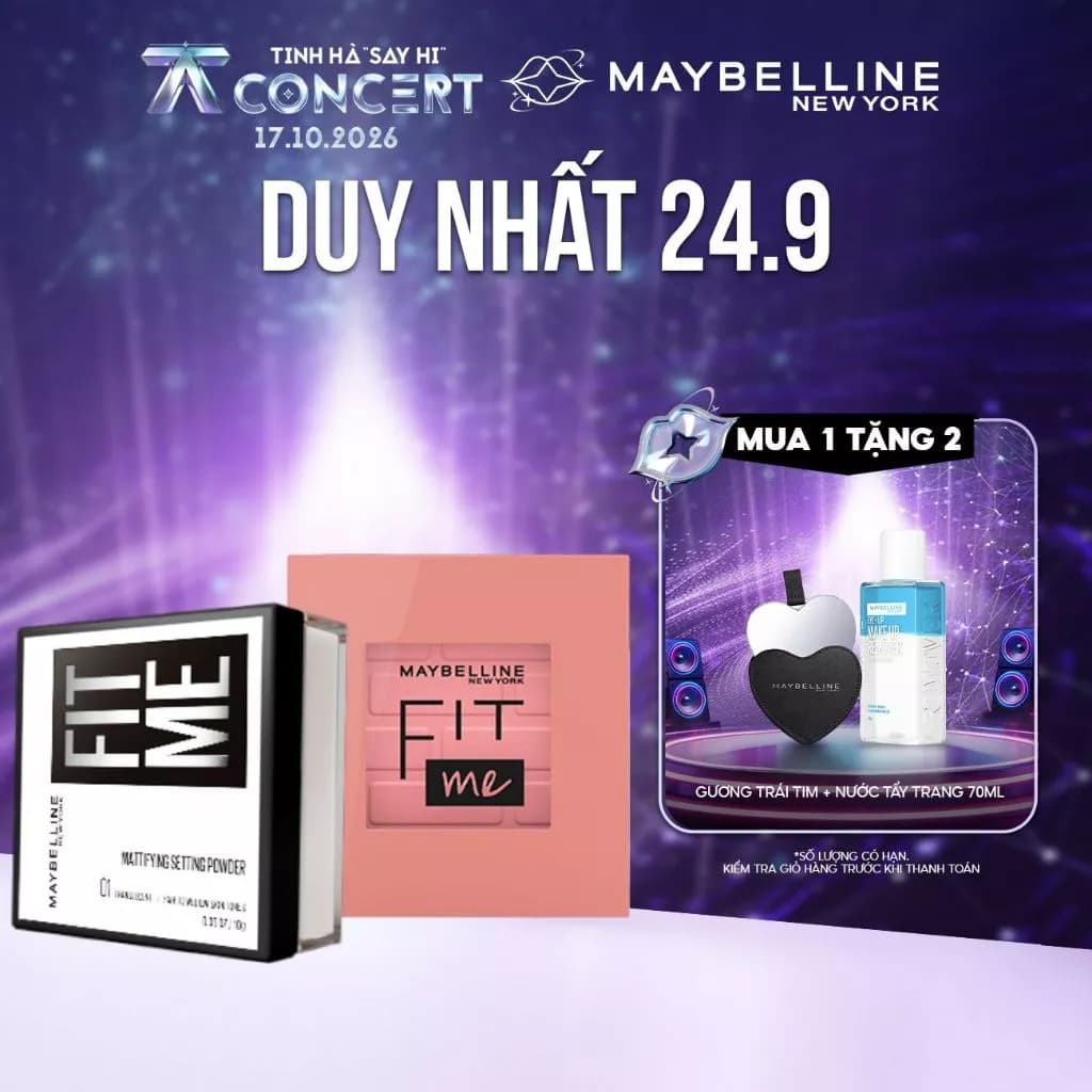 [Bộ trang điểm] Bộ Phấn má hồng Fit Me Blush và Phấn phủ bột Fit Me Mattifying Setting Powder Maybelline New York