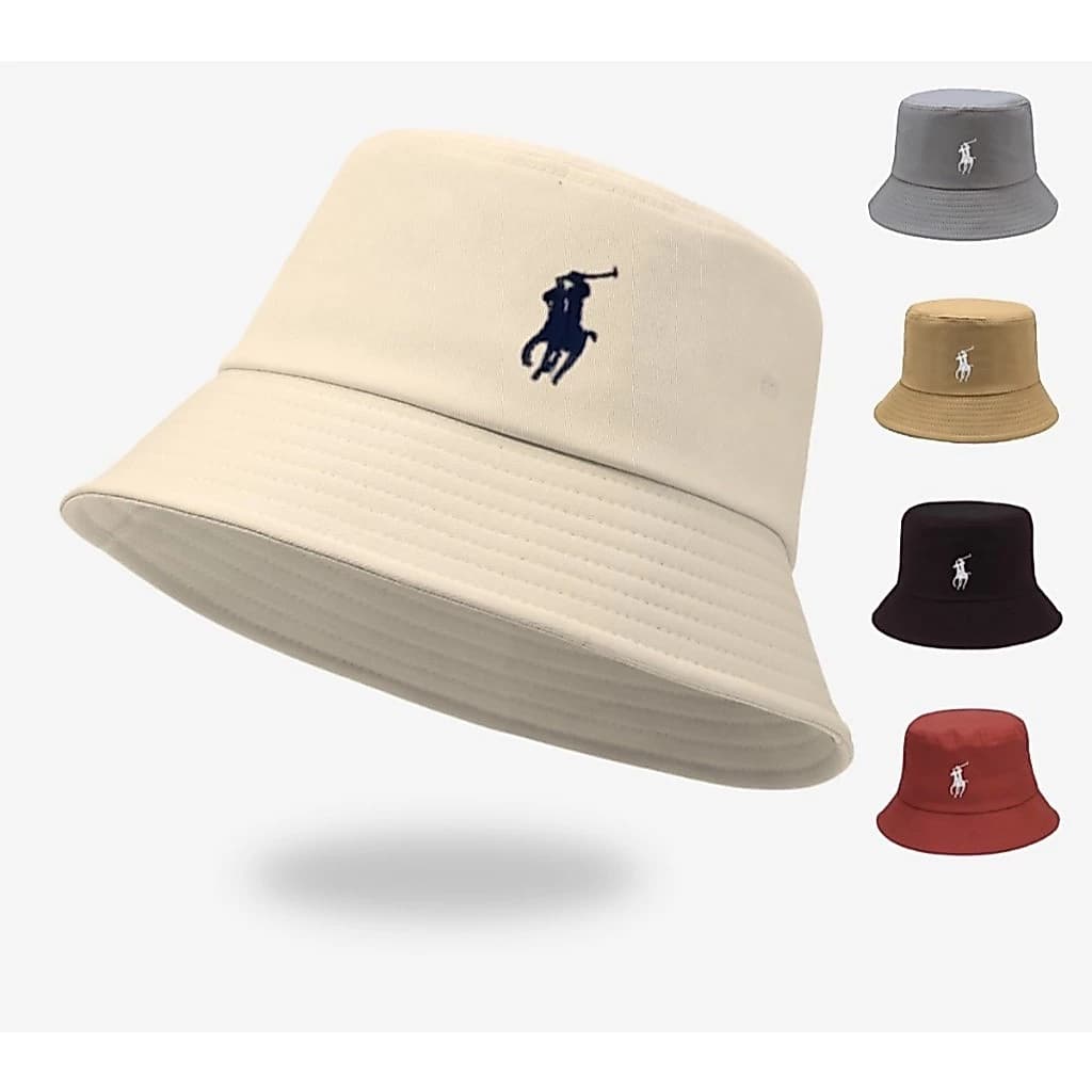 Mũ bucket thêu ngựa vành cụp 2 lớp, form dáng basic dành cho nam và nữ