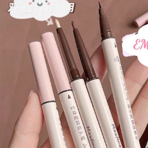 Bút kẻ mắt Maxfine bút kẻ mắt 2 đầu không trôi vẽ bọng mắt eyeliner đen nâu nhũ bạc MF01 PRINCESS BEAUTY