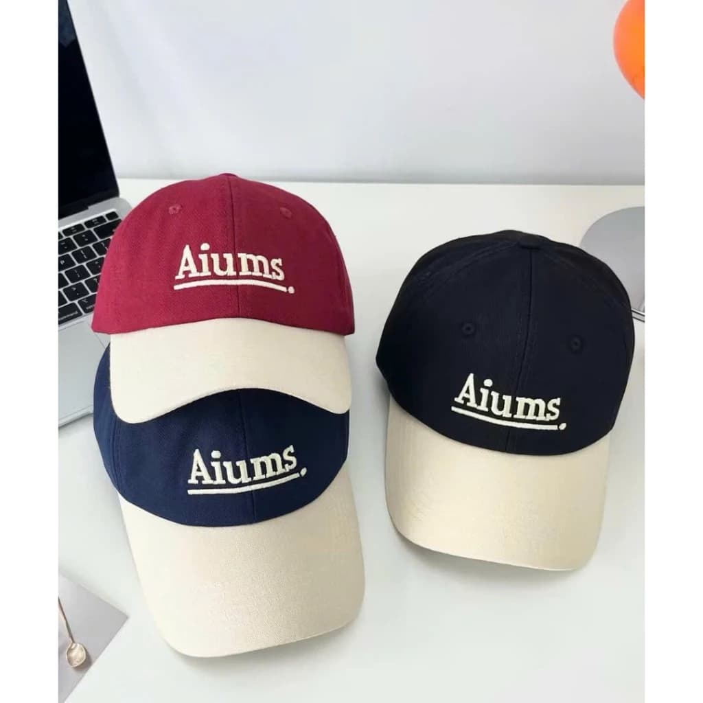 Mũ lưỡi trai nam nữ thêu chữ Aiums phối màu cá tính, mũ lưỡi trai unisex form mềm chất liệu kaki