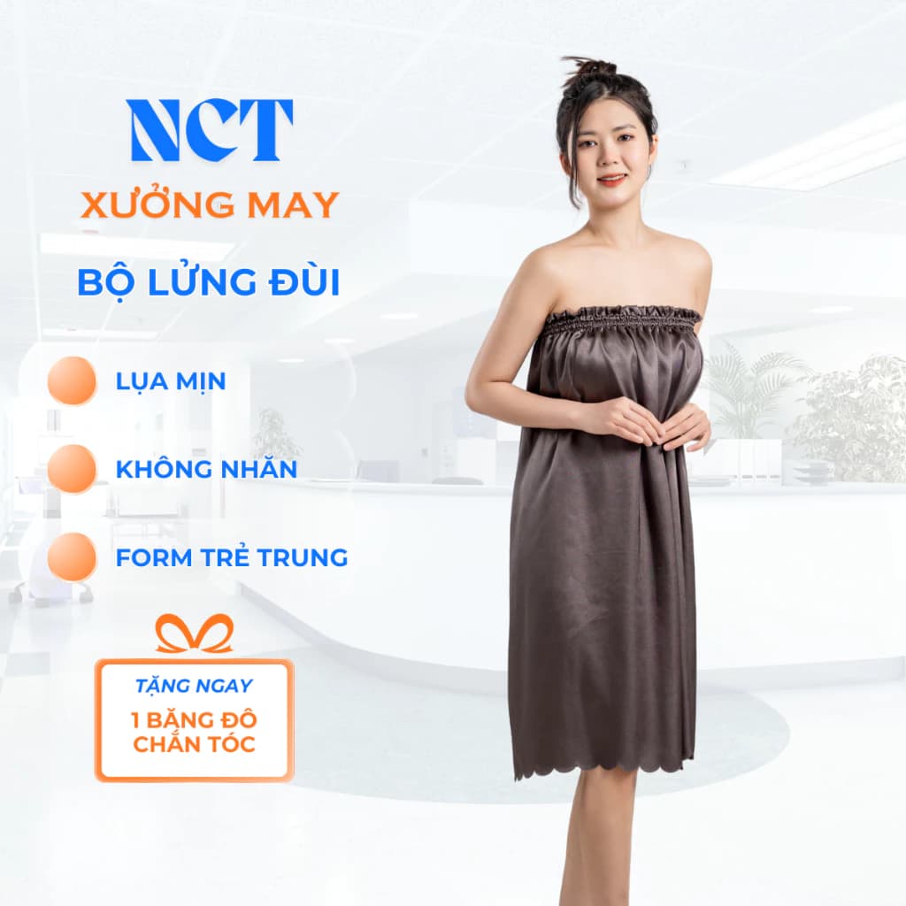 Váy quây spa lụa cao cấp không nhăn, mát mịn, quần áo spa váy spa cho khách mặc triệt lông, gội đầu - NCG