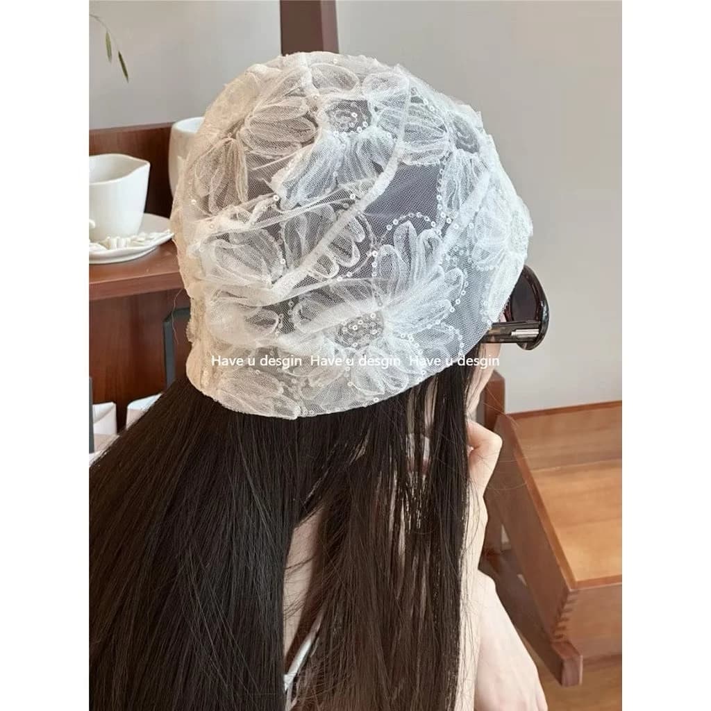 MŨ CHÙM ĐẦU REN HOA SIÊU XINH