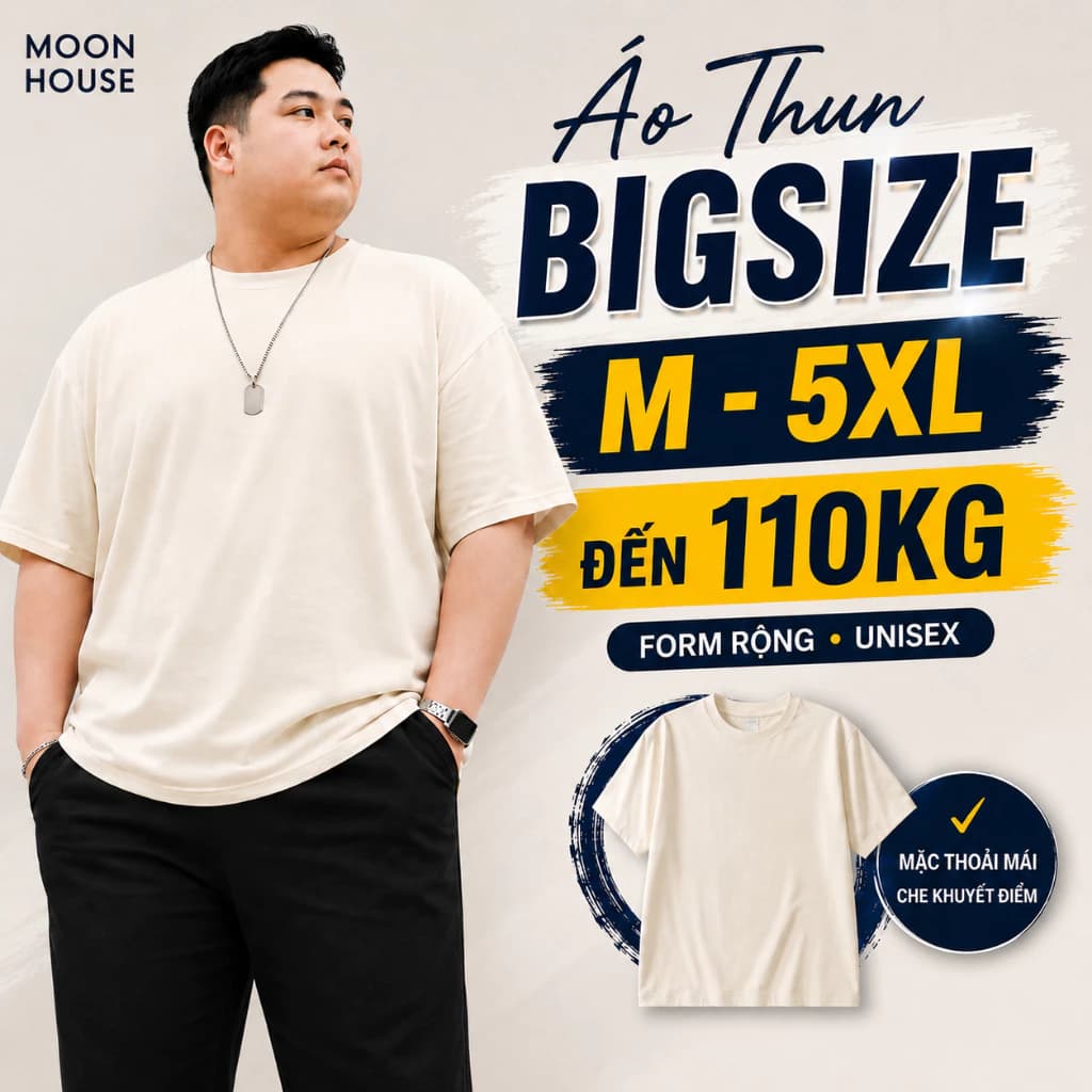 [ CÓ BIGSIZE] Áo phông trơn Cotton nam nữ MOON HOUSE MÀU BE bacsic đơn giản Cổ Tròn