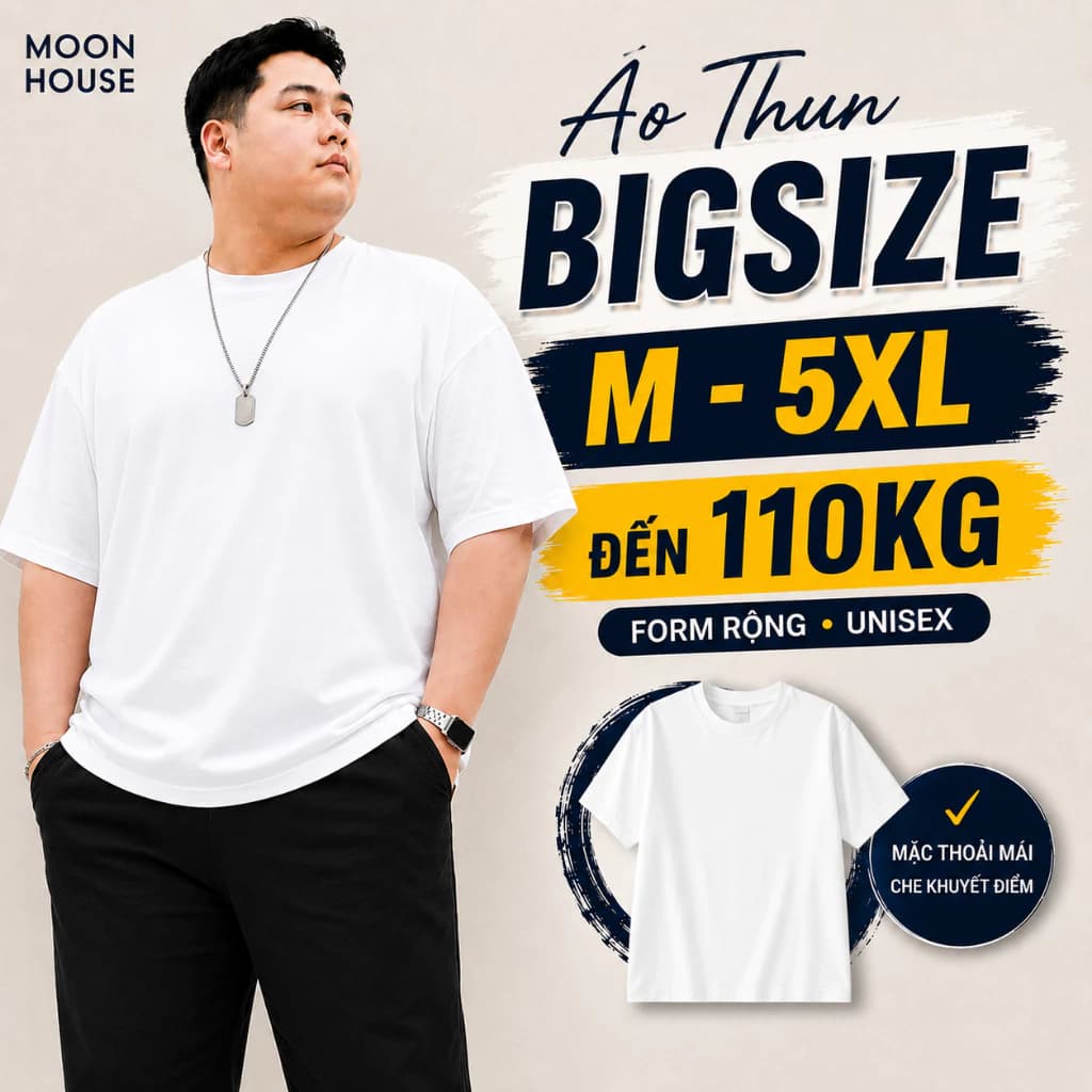 [ CÓ BIGSIZE] Áo phông trơn Cotton nam nữ MOON HOUSE MÀU TRẮNG bacsic đơn giản Cổ Tròn