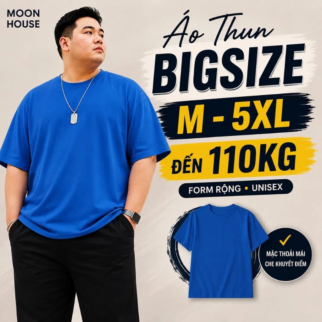 [ CÓ BIGSIZE] Áo phông trơn Cotton nam nữ MOON HOUSE MÀU XANH DƯƠNG bacsic đơn giản Cổ Tròn