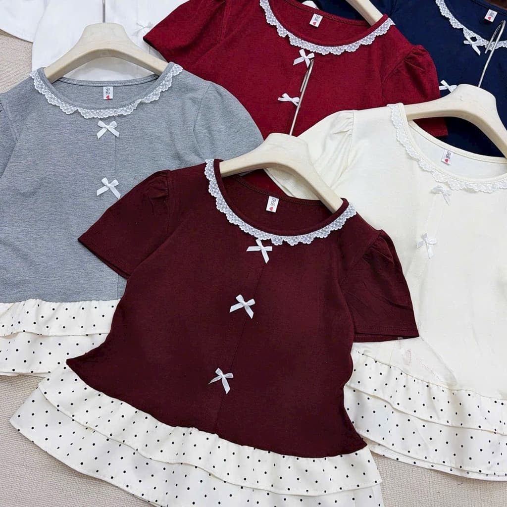 🎀 ÁO THUN BABYDOLL ĐÍNH NƠ - COQUETTE STYLE SIÊU YÊU 🎀