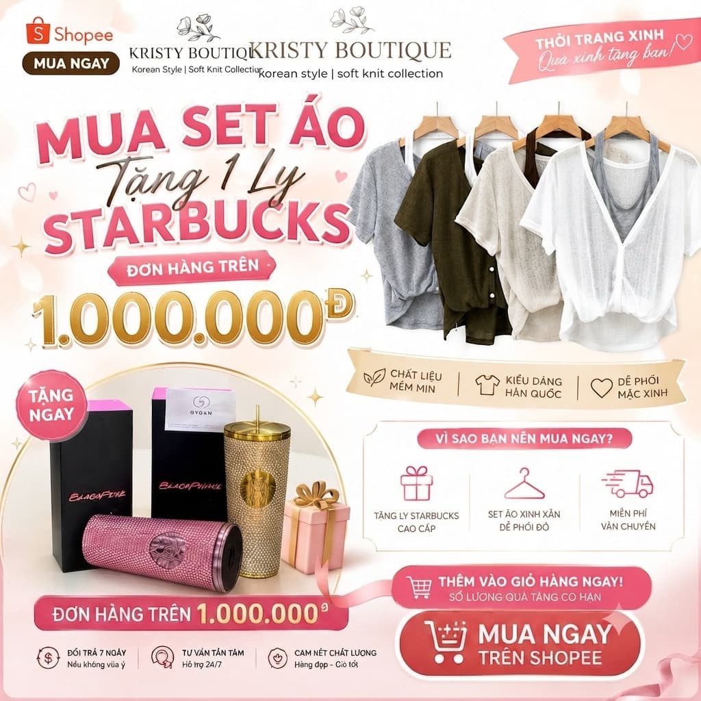 🌸 [SET 2 MÓN] Áo Thun Len Mỏng Cổ V Kèm Áo Yếm Bên Trong - Phong Cách Hàn Quốc