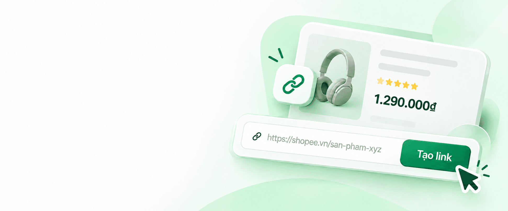 Ô dán link sản phẩm Shopee và nút tạo link của Rewally
